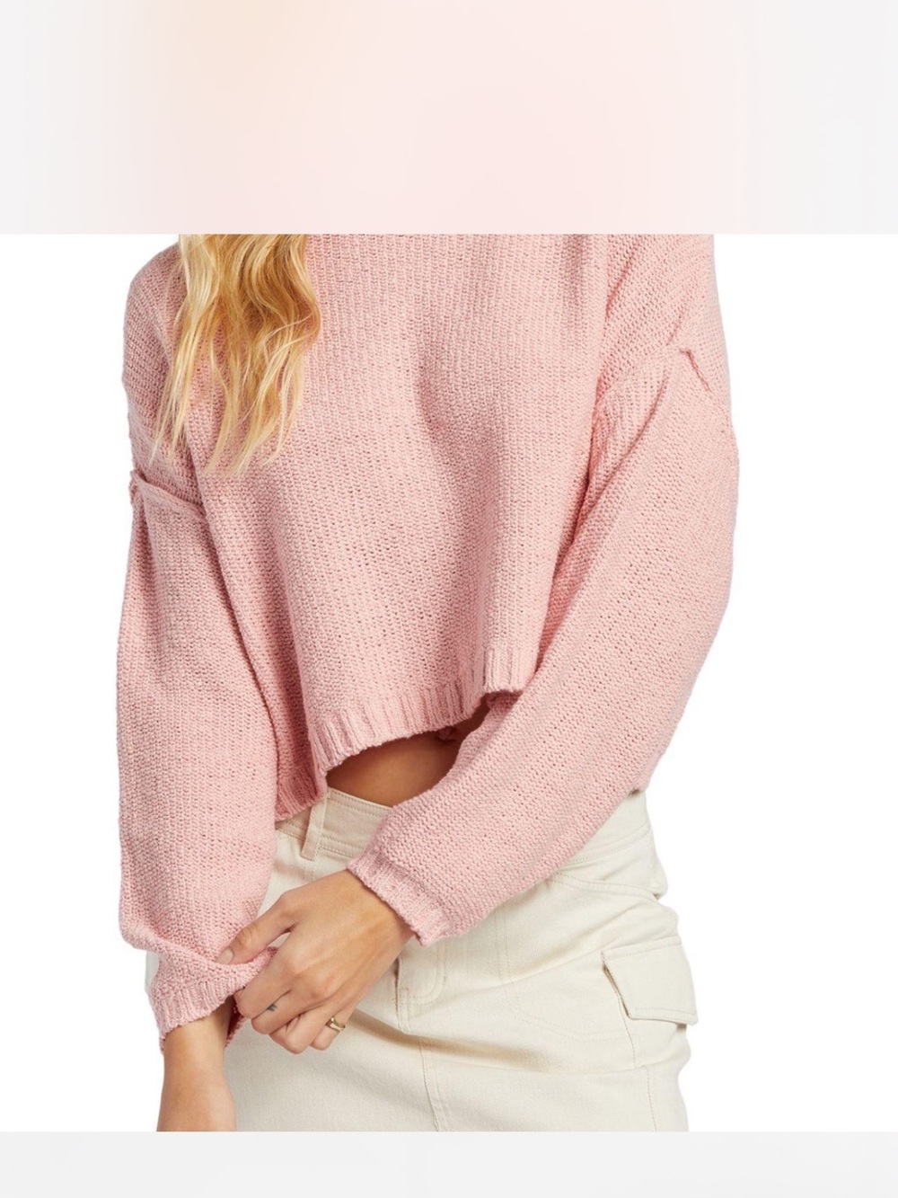 Billabong Soft Knit oversized Cropped Sweater - Pink